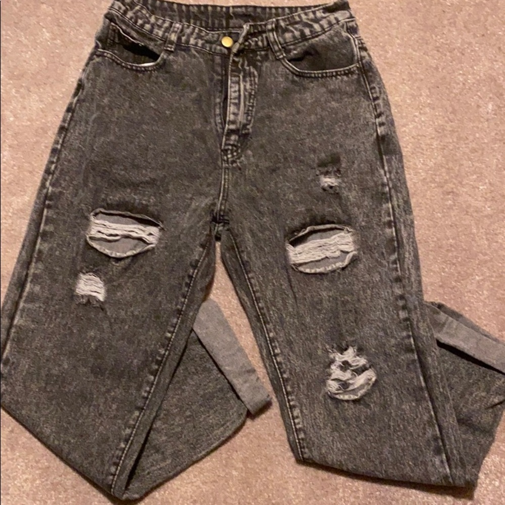 Black acid wash jeans